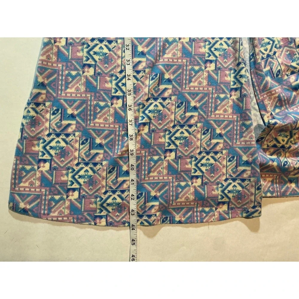 LuLaRoe Joy Longline Vest Duster Geometric Print Blue Purple Pink Small NWT